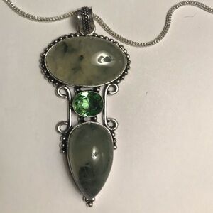 Prehnite Peridot 925 Sterling Silver Necklace